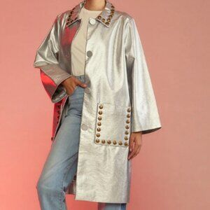 Cynthia Rowley Vegan Studded Leather Coat, Size Small - NWT